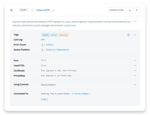 Iguana Component: Front End (Configuration & Settings)