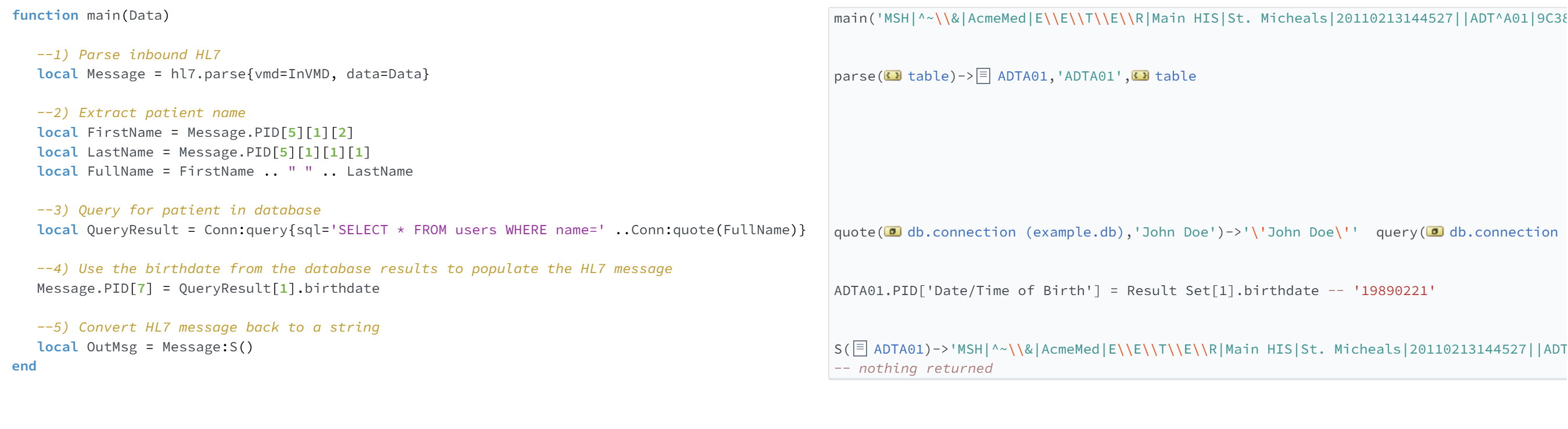 Component code example